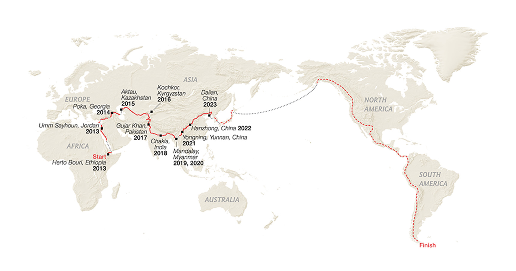 アウト・オブ・エデン・ウォークのルート図